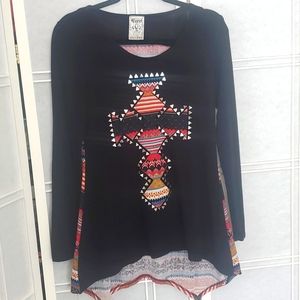 Local Made in the USA Long Sleeve Top w/ South Western Design